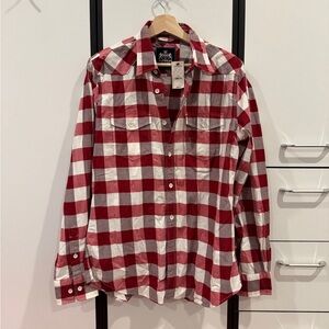 Express Red and White Plaid Men's Shirt